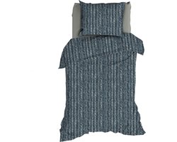 Romanette FLANEL Dekbedovertrek 140x200/220 Caledon blauw/grijs