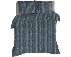 Romanette FLANEL Dekbedovertrek 270x200/220 Caledon blauw/grijs