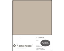 Romanette flanellen kussenslopen (set van 2) - Taupe - 60x70 cm
