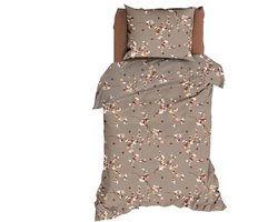 Romanette Geisha Dekbedovertrek - Eenpersoons - 140x200/220 cm - Taupe