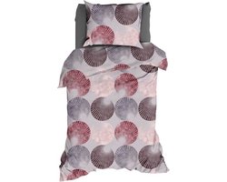 Romanette Gerlos Dekbedovertrek - Eenpersoons - 140x200/220 cm - Grijs/Bordo