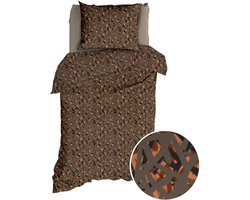 Romanette Glockner Dekbedovertrek - Eenpersoons - 140x200/220 cm - Taupe/Terra
