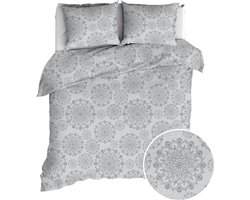 Romanette Jungfrau Dekbedovertrek - Tweepersoons - 200x200/220 cm - Silver