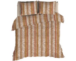 Romanette Kevin - Flanel - Dekbedovertrek - Tweepersoons - 200x200/220 cm - Terra/Bruin