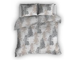 Romanette Lapponia - Flanel - Dekbedovertrek - Tweepersoons - 200x200/220 cm - Beige/Grijs