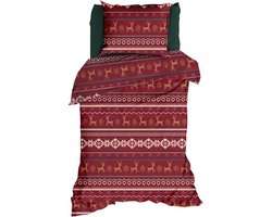 Romanette Noelle Dekbedovertrek - Eenpersoons - 140x200/220 cm - Rood