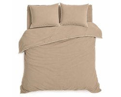 Romanette Visconti Dekbedovertrek - Extra breed - 260x200/220 cm - Sand/Wit