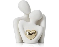 Romantisch Abstract Paar Standbeeld Witte Keramiek Sculptuur Huisdecoratie Woonkamer Ornament Bruiloft Cadeau