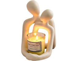 Romantisch koppelbeeldje – modern liefdesbeeld, abstract, voor thuis,Miniatuur beeldje van omhelzend stel – stijlvolle woondecoratie – wit