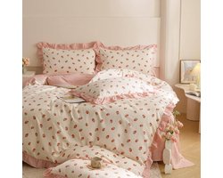 Romantische beddengoedset - 100% microvezel - 1 dekbedovertrek + 2 kussenslopen - 200 x 200 cm