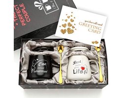 Romantische Koffiemok Set - Mokken Huwelijksgeschenken - Grappig Voor Liefdevolle Vrienden Ouders - Marmeren Keramische Mokken