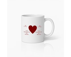 Romantische Mr. & Mrs. Koppelmok – “Jij Maakt Mijn Hart & Wereld Compleet” Ontwerp – Perfect Cadeau voor Bruiloften, Jubilea & Valentijnsdag