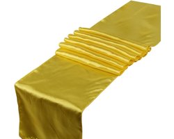 Romantische Satijnen Tafelrunner Set van 5 Stuks voor Bruiloften en Feesten, 30 x 275 cm, Geel, Tafeldecoratie, Tafelkleden, Luxe Tafelaccessoires