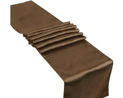 Romantische Satijnen Tafelrunner Set van 5 Stuks voor Bruiloften, Verjaardagen en Feestjes - Eenvoudige Tafeldecoratie 30 x 275 cm in Bruin