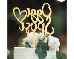 Romantische taarttopper "Oggi Sposi" in Italiaanse stijl, ideaal voor bruiloftsdecoratie en het feestelijk versieren van je bruidstaart