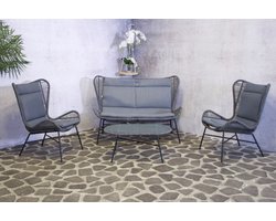 Rome Loungeset Antraciet 4-Delig met Kussens