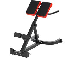 Romeinse bank - Stoel Hyperextensie Bank - In 5 standen verstelbare Trainingsbank - voorzien van schuimrollen met hoge dichtheid - 112 x 62 x 88 cm - zwart en rood