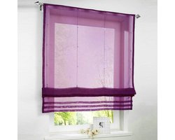Romeinse Jaloezieën - Vitrage Gordijnen - Raamdecoratie - Semi Sheer Stof - 140x155cm - Donkerpaars