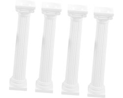 Romeinse Pilaar Decoratie - Mini Zuil Standbeeld - Feesttafel Decoratie - Hars Materiaal - 11.00X3.20X3.20CM - Wit