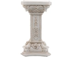 Romeinse Zuil Decoratie - Griekse Pilaar Ornament - Feestelijke Decoratie - Weerbestendig Hars Materiaal - 22.20X12.00X12.00CM - Wit