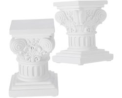 Romeinse Zuilen - Griekse Pilaren - Decoratie Plaatsen - Hars Materiaal - 11.4 cm Hoog - Wit