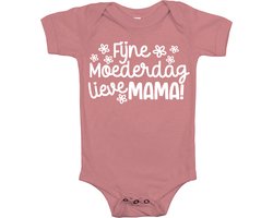 Romper Baby “Fijne Moederdag Lieve Mama” – Cadeau Moederdag – Baby Romper Korte Mouw – Roze – 0 tot 3 Maanden