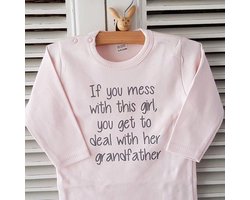 romper baby met tekst meisje roze opa