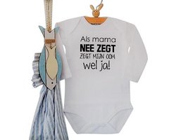 Rompertje baby met tekst Als mama nee zegt zegt mijn oom wel ja | Lange mouw | wit | maat 74/80 | cadeau zwangerschap aankondiging oom's liefste worden voor verjaardag I love allerliefste   kind baby tekst lief beste leukste mijn zijn is