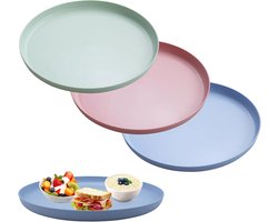 Rond Antislip Dienblad - Geschikt voor Feesten en Restaurants - 3 Stuks - Roze, Blauw, Groen - 30,5 cm