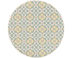 Rond buitenkleed - Bubbly Tulip turquoise/geel 120 cm