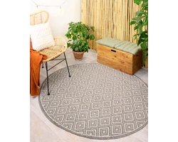 Rond buitenkleed ruiten Sunny Gem - grijs 100 cm rond