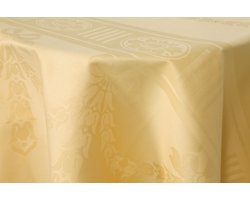 Rond Damast Tafelkleed 180cm De Witte Lietaer 'Nero Geel'