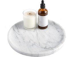 Rond Dienblad van Natuurlijk Marmer - Decoratief Sierblad voor Badkamer, Woonkamer en Slaapkamer