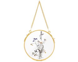 Rond dubbel glas fotolijst - wanddecoratie - 1 stuk - messing - 13 cm