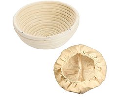 Rond fermentatiemandje met hoezen voor brooddeeg - Natuurlijke peddibuis en katoen