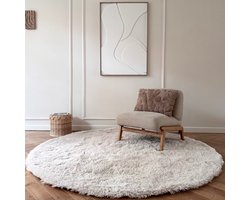 Rond hoogpolig vloerkleed Furr beige - Interieur05 - Rond 200 Ø - (L)