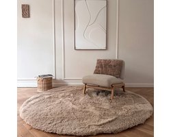 Rond hoogpolig vloerkleed Furr bruin - Interieur05 - Rond 200 Ø - (L)