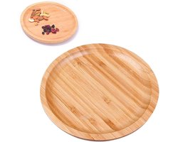 Rond Houten Serveerschaal van Bamboe voor Dessert en Fruit - Elegant Rond Diendblad voor Thuisfeesten en Bruiloften
