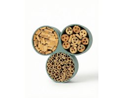 Rond Insectenhotel - Bijenhotel - Met een Leuk Design - Vlinderkast - Vlinderhotel - Insectenhuis -Vlinderhuis - Bijenkast - Animal King - Hout - Blauw