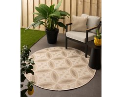 Rond jute buitenkleed Sunny Circles - naturel 150 cm rond