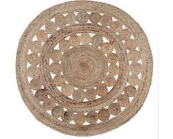 Rond Jute Tapijt - Gevlochten Vloerkleed - Woonkamer Decoratie - Goodweave Gecertificeerd - 120 cm Diameter - Natuurlijk