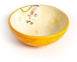 Rond kaasschaaltje met muisje geel keramiek 16 x 6 cm | KA020 | Piccobella Italiaans Servies