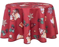 Rond Kerst Tafelkleed Christmas Rood 160 cm