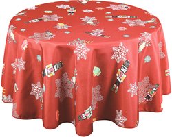 Rond Kerst Tafelkleed Notenkraker Rood 160cm - Tafellaken Polyester - Vocht- en vuilafstotend
