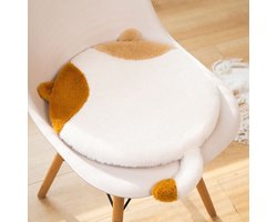 Rond Kussen Kat – 40×40 cm – Bruin/Wit Pluche Kussentje