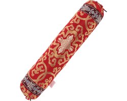 Rond Kussensloop - Oosters Kussen - Meubel Decoratie - Verfijnd Houten Meubel - 39x8cm - Rood