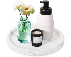 Rond marmeren badkamer dienblad - sieradenopslag en organizer - 1 stuk - wit - steen