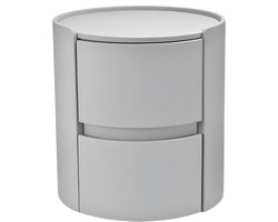 Rond nachtkastje - Bijzettafel - Voor thuis, kantoor of slaapkamer - Modern, met 2 laden - Massief hout - Grijs