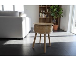 Rond nachtkastje met 1 lade