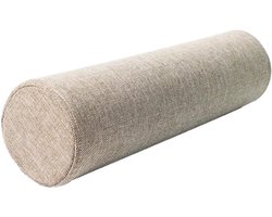 Rond nekkussen van traagschuim, cilindrisch cervicaal rolkussen met linnen rits, kussen voor bank, armleuning, rugleuning, hoofdtaille, benen ondersteuning (camel, 60 x 20 cm)